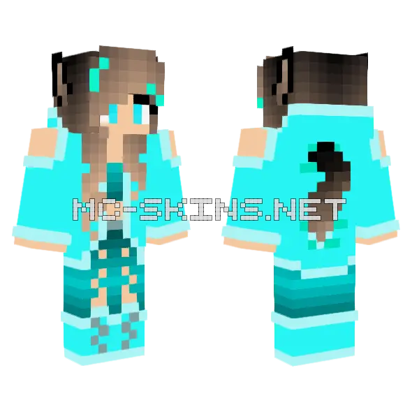 Girl With Wolf Ears Minecraft skin, front and back