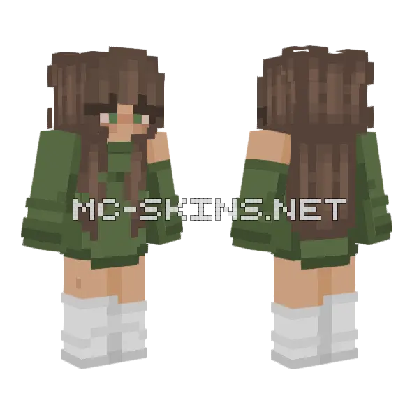 Girls Green Minecraft skin, front and back