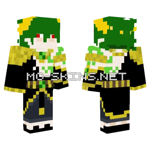Gl1tch3d Green Hair Girl Minecraft skin, front and back