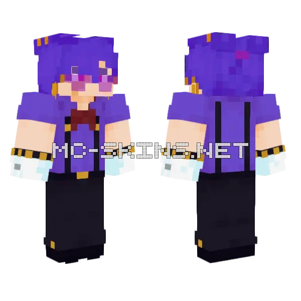 Glamrock Bonnie Human Minecraft skin, front and back