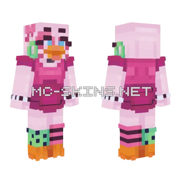Glamrock Chica Minecraft skin, front and back