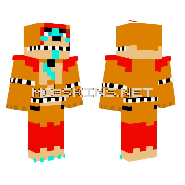 Glamrock Freddy Minecraft skin, front and back