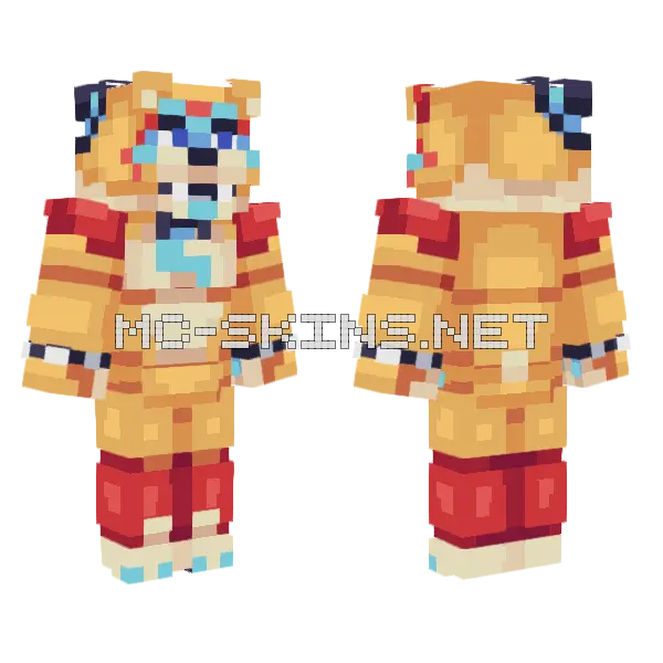 Glamrock Freddy FNAF Security Breach Minecraft skin, front and back