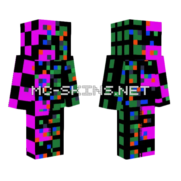 Glitch 404 Error Minecraft skin, front and back