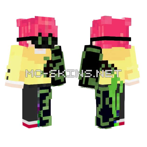 Glitch Girl Minecraft skin, front and back