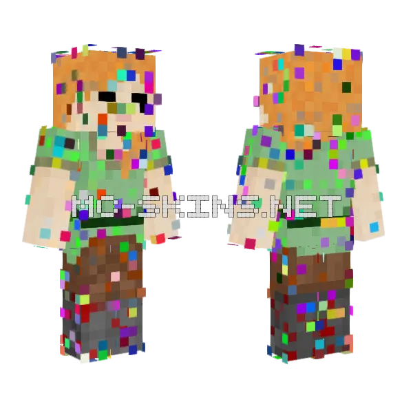 Glitched Alex Request Minecraft skin, front and back