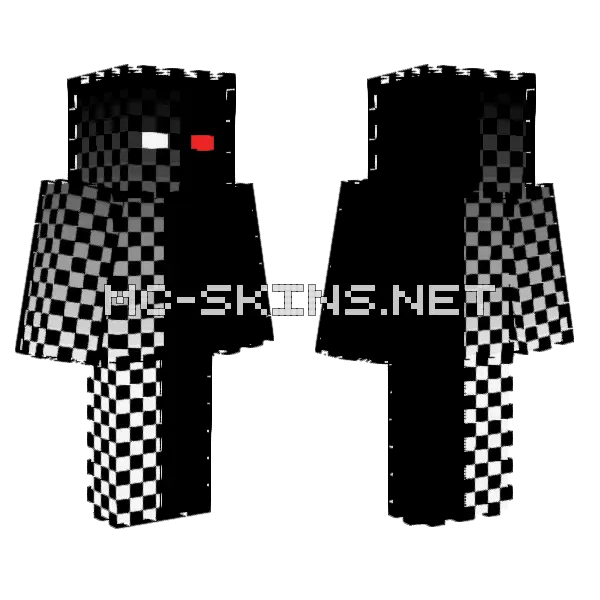 Glitched Corrupted Null Remake Minecraft skin, front and back