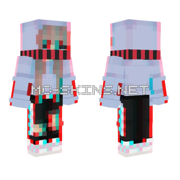Glitched Girl Minecraft skin, front and back
