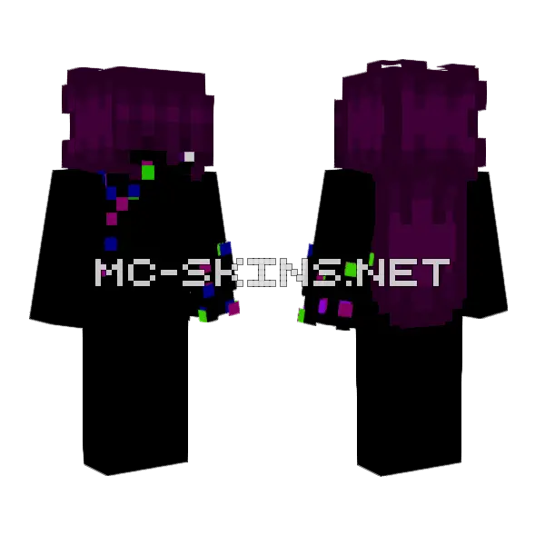 Glitched Out Hair Base Minecraft skin, front and back