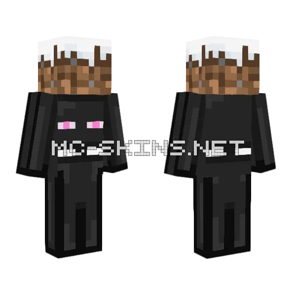 Glitched Snow Block Enderman Minecraft skin, front and back