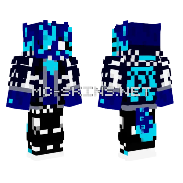 Glitching Blue Entity, front and back