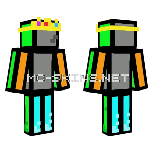 Glitchnnn King Minecraft skin, front and back
