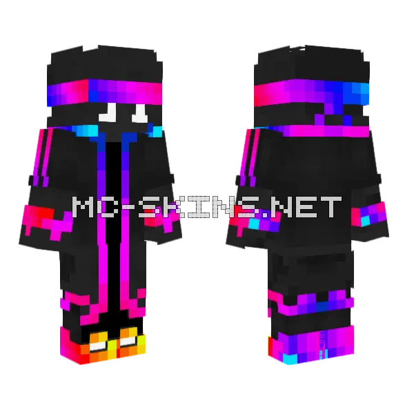 Symmetric Neon Glitch, front and back