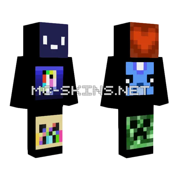 Glitchy Blue Creature Minecraft skin, front and back