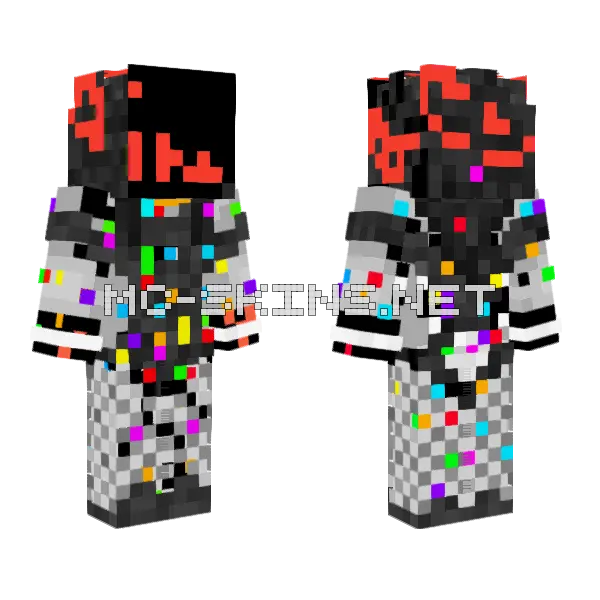 Glitchy Skull Warrior, front and back
