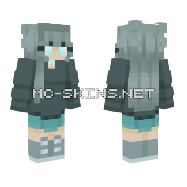 Gloomy Grey Outfit Minecraft skin, front and back
