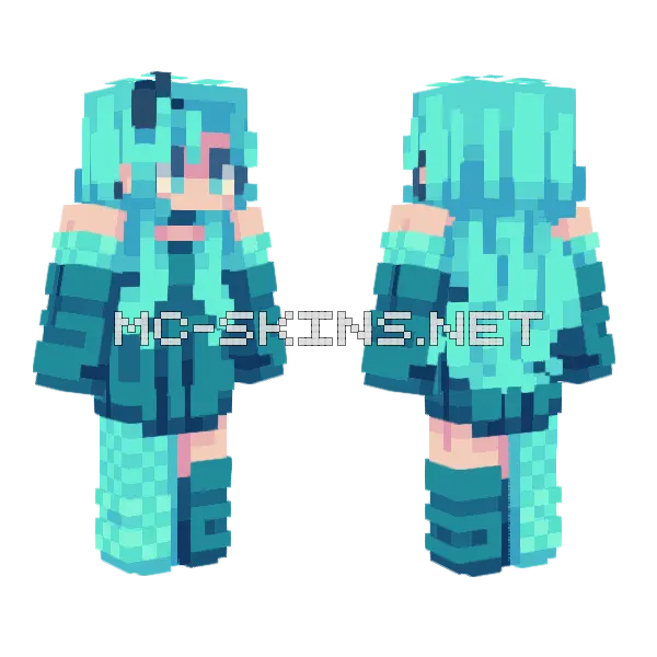 Glow Kat FS Minecraft skin, front and back