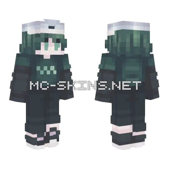Glow Squid Fluorescence Minecraft skin, front and back