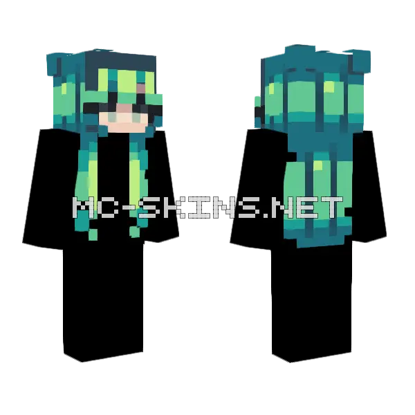 Glow Squid HB Minecraft skin, front and back
