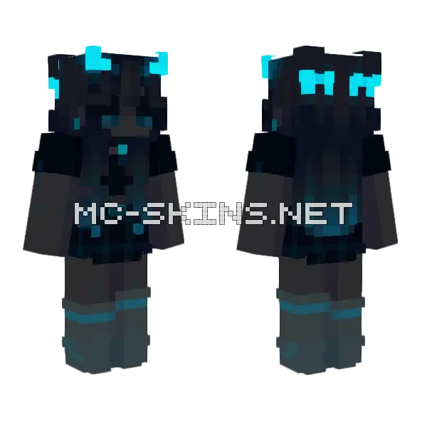 Glowing Blue Creature Minecraft skin, front and back