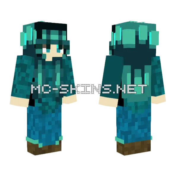 Glowsquid Girl Minecraft skin, front and back