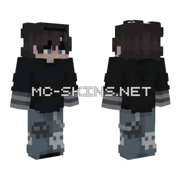 Going Under Dark Hair Minecraft skin, front and back