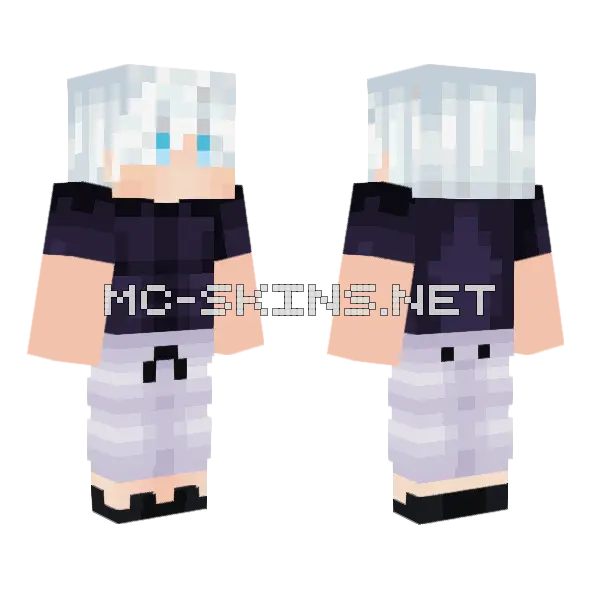 Gojo Removable Top Half Minecraft skin, front and back
