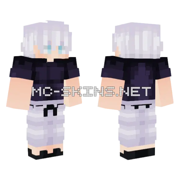 Gojo Satoru Jujutsu Kaisen Minecraft skin, front and back