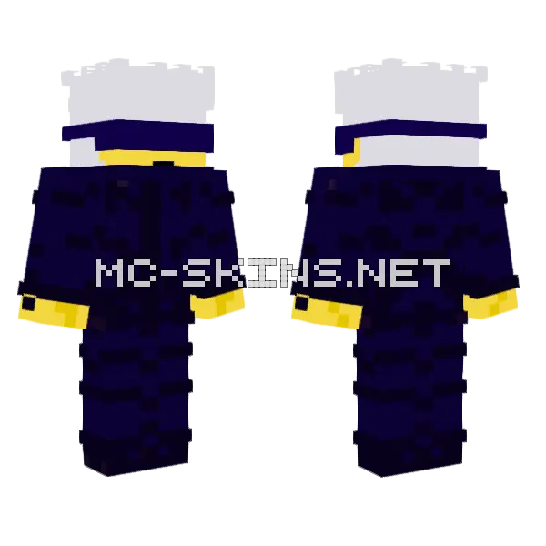 Gojo White Hat Minecraft skin, front and back