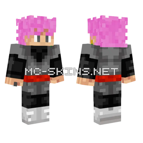 Goku Black Super Saiyan Rose Minecraft skin, front and back