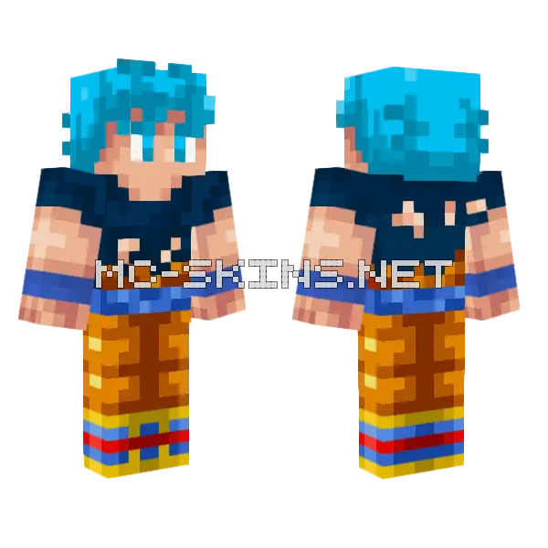 Goku Blue Minecraft skin, front and back