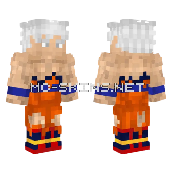 Goku Mastered Ultra Instinct 2 Minecraft skin, front and back