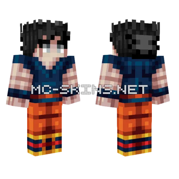 Goku Orange Gi Minecraft skin, front and back