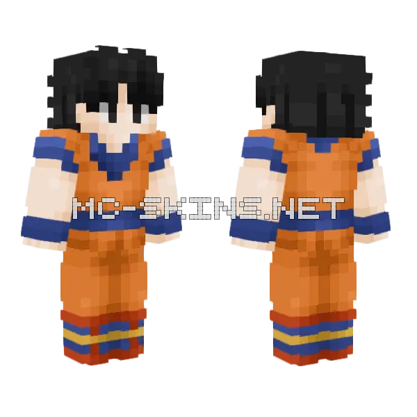 Goku Orange Outfit Minecraft skin, front and back