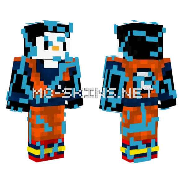 Goku Penguin Minecraft skin, front and back