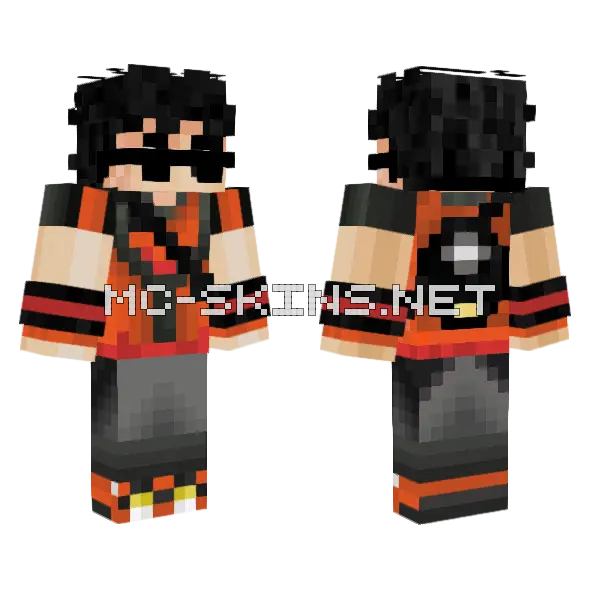 Goku Pokemon Trainer Minecraft skin, front and back