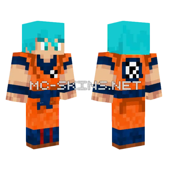 Goku SSJ Blue Minecraft skin, front and back