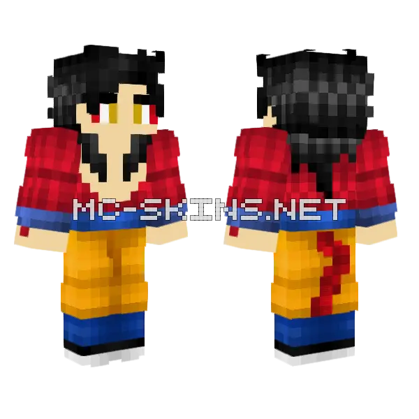 Goku SSJ4 Minecraft skin, front and back