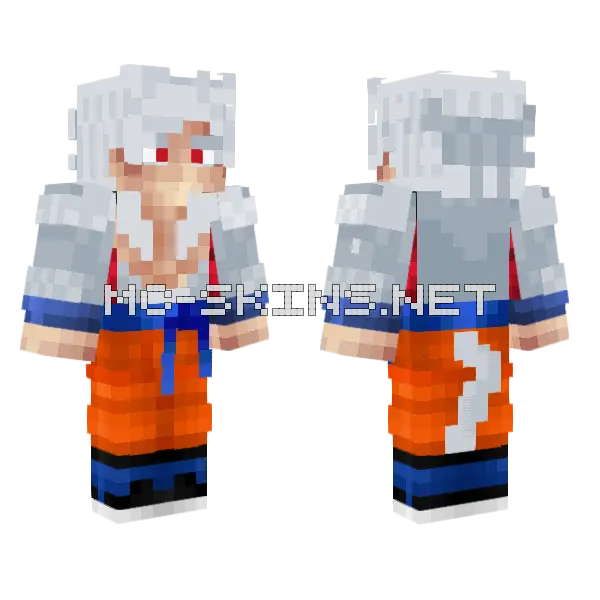 Goku SSJ5 White Minecraft skin, front and back
