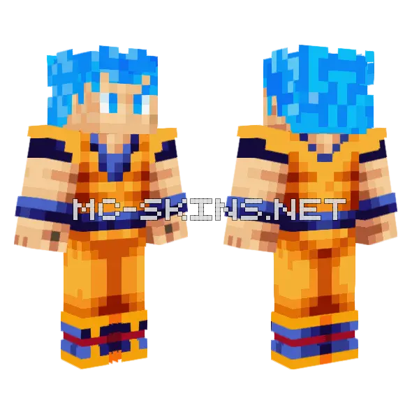 Goku Super Saiyan Blue Minecraft skin, front and back