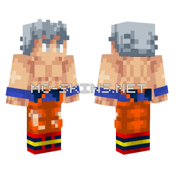 Goku UI White Hair Minecraft skin, front and back
