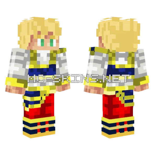 Goku Yardrat Super Saiyan Minecraft skin, front and back