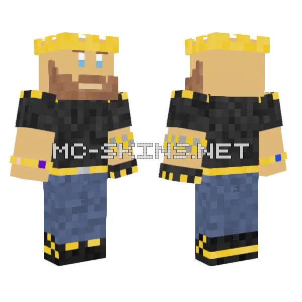 Gold King Viking Minecraft skin, front and back