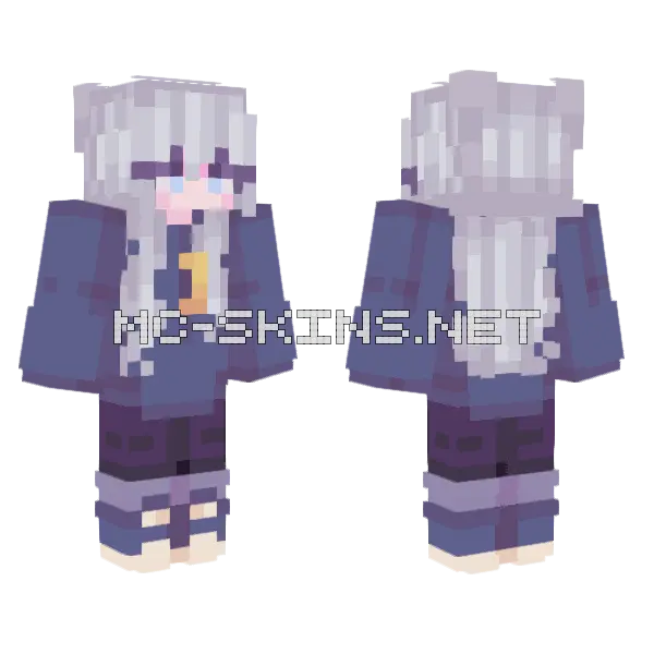 Gold Moon Long Hair Minecraft skin, front and back