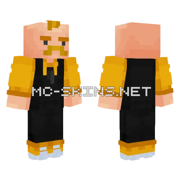 Gold Stache Minecraft skin, front and back