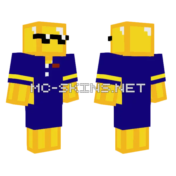 Golden Blue Uniform Minecraft skin, front and back