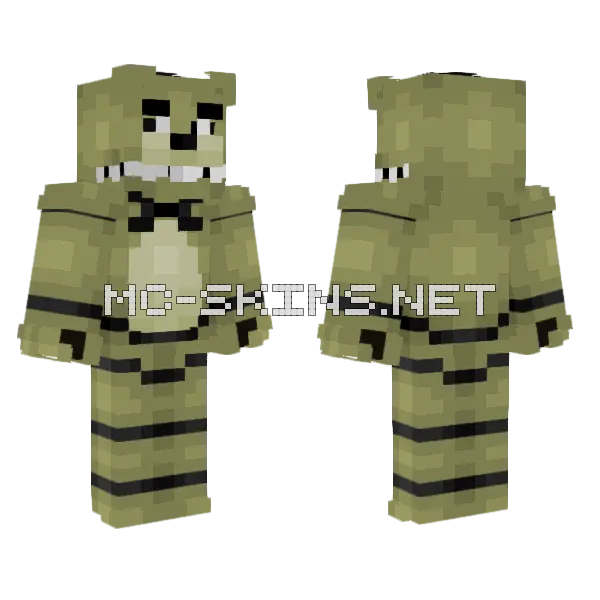 Golden Freddy Minecraft skin, front and back