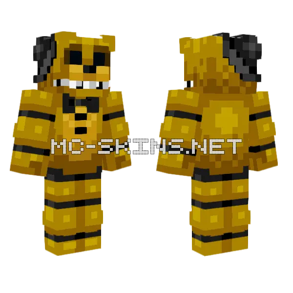 Golden Freddy Minecraft skin, front and back