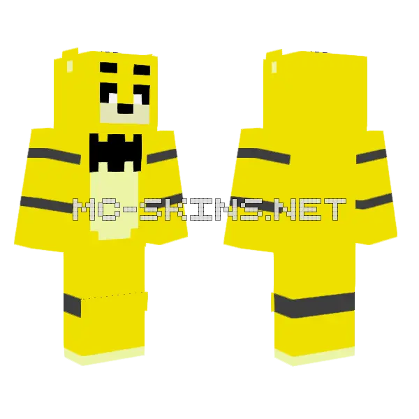 Golden Freddy Minecraft skin, front and back