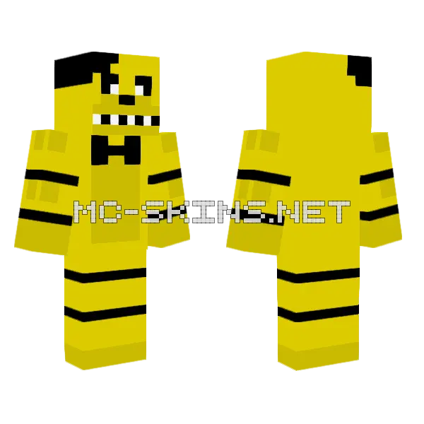 Golden Freddy White Pupils Minecraft skin, front and back